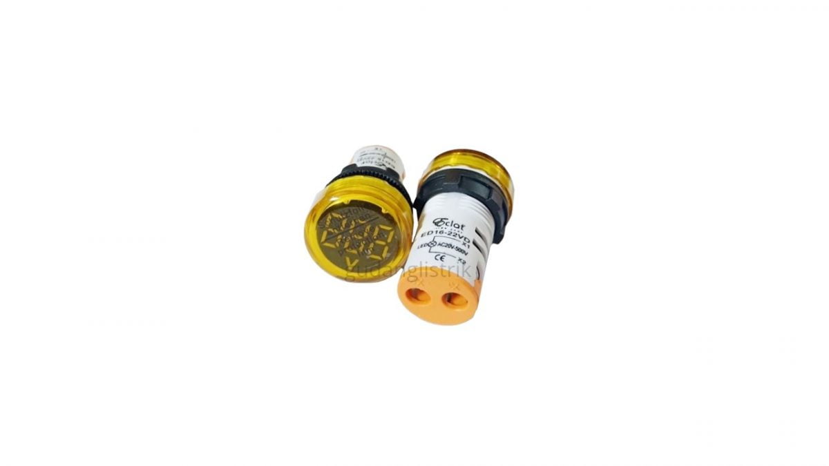 ECLAT PILOT LAMP LED AMP VOLT METER 22MM 0-100A 20-500V ROUND LED YELLOW INDICATOR - Gambar 1